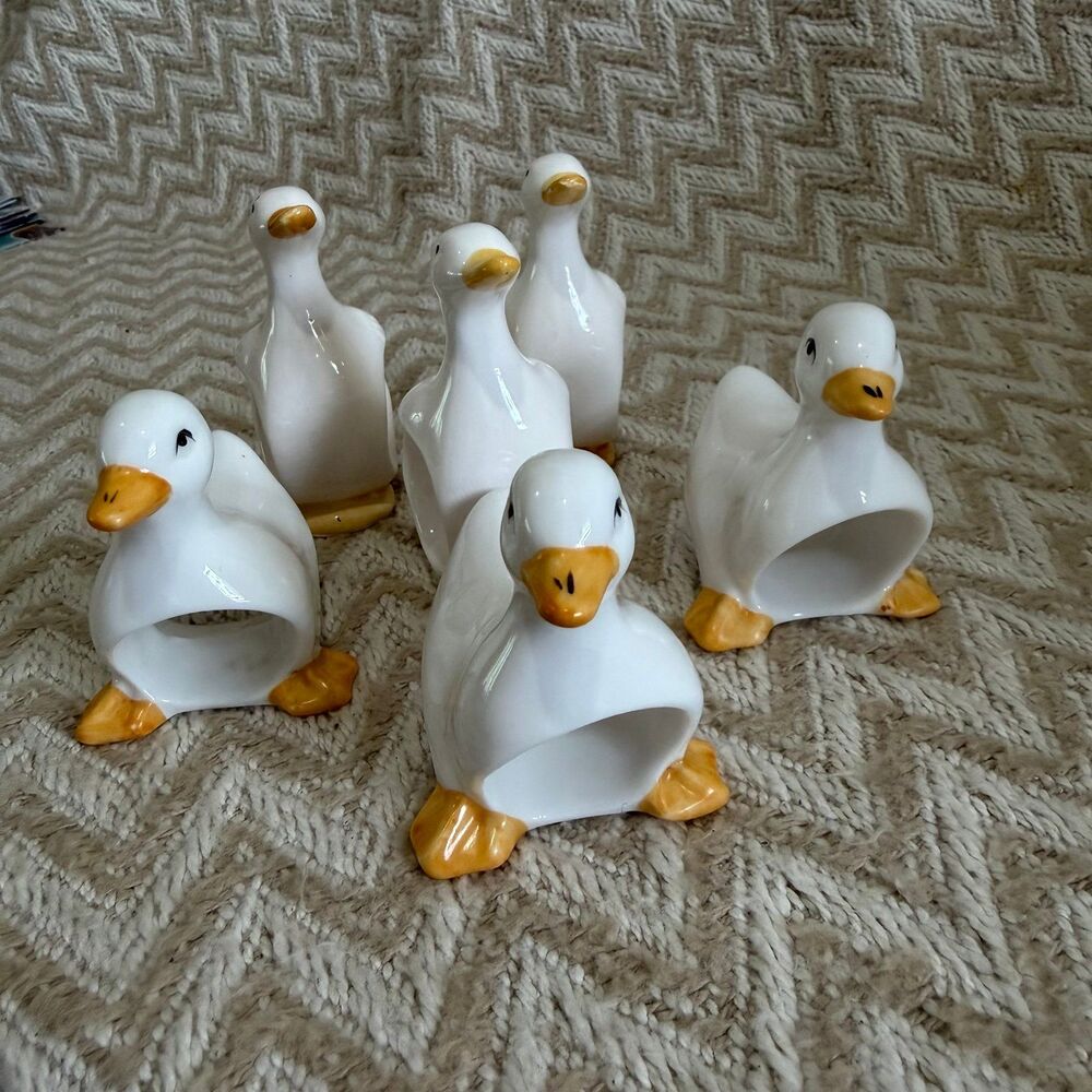 Vintage Bone China Duck Goose Napkin Rings Set of 6 - Picture 2 of 7